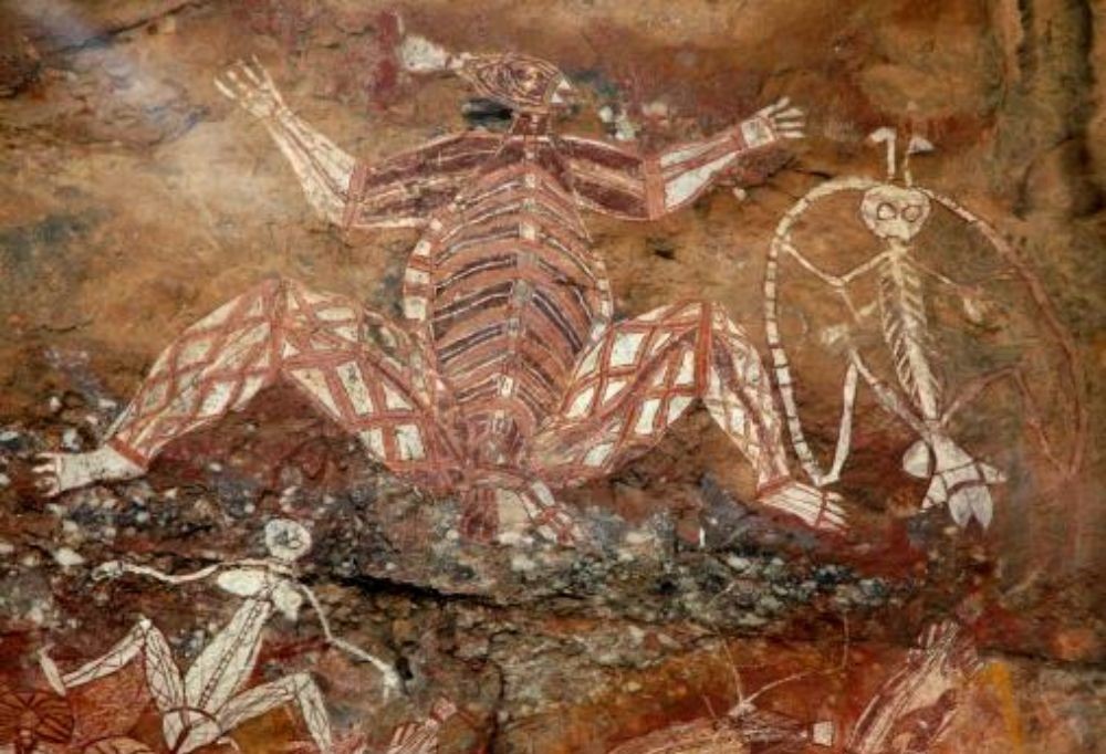 peinture rupestre aborigène, kakadu national parc nourlangie australie